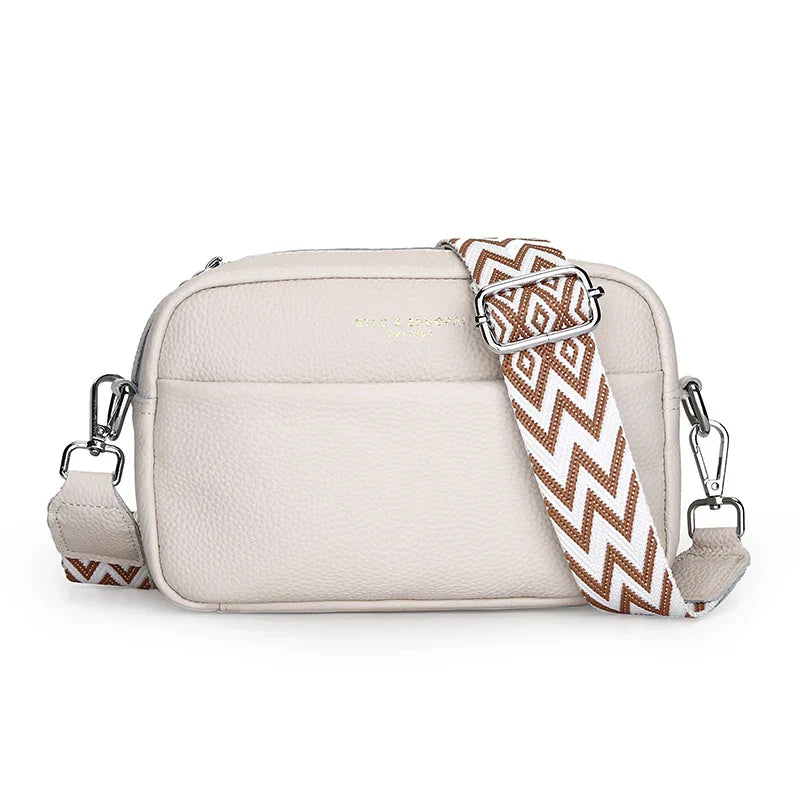 Dam Crossbody Väska Äkta Läder Justerbart Bärband Elegant Design 4