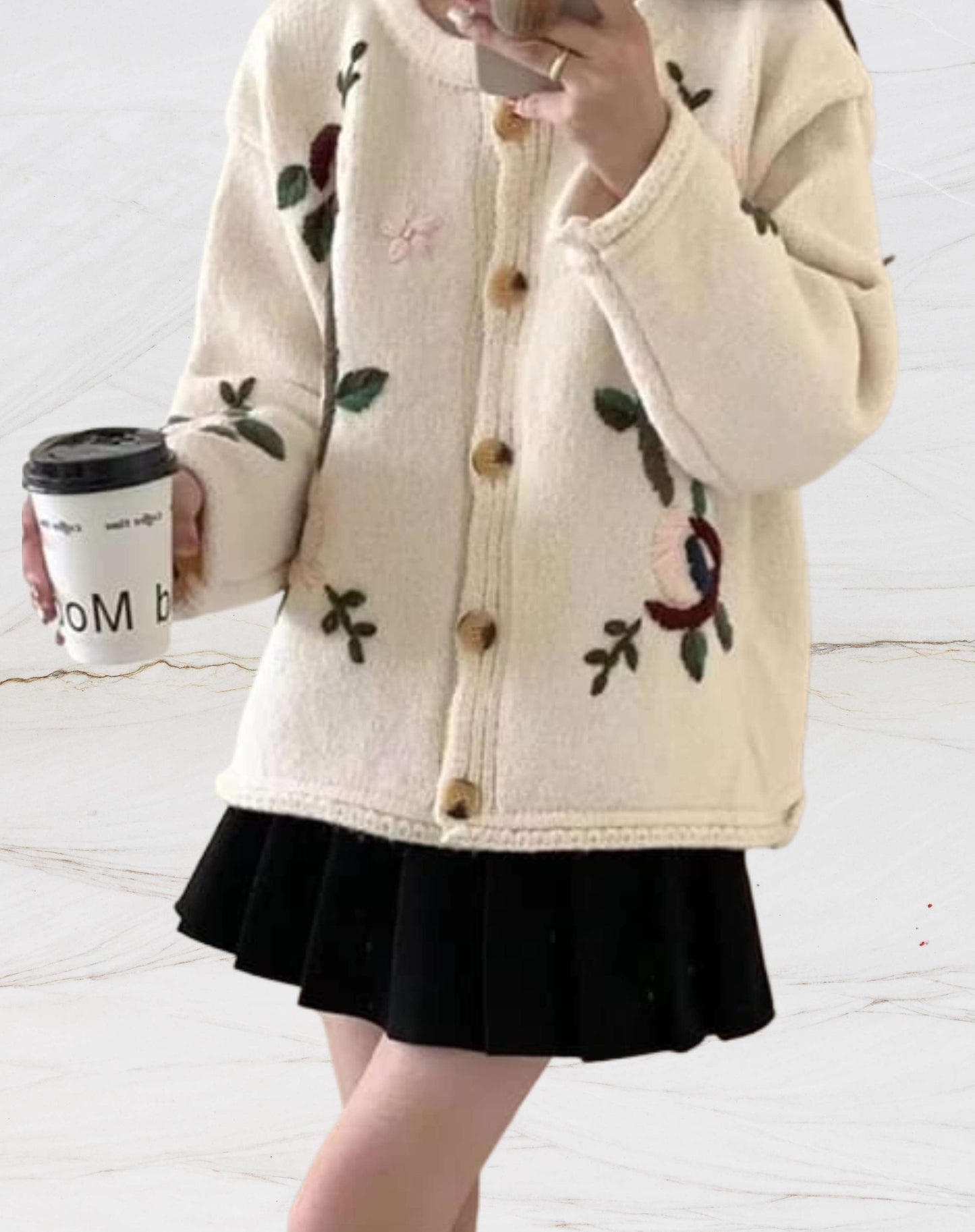 Broderad Stickad Väst Dam med Lös Passform – Mjuk och Stilig Väst för Alla Tillfällen 2