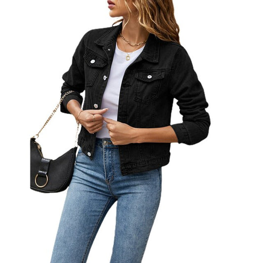 Kvinnors Denimjacka Klassisk Stil Högkvalitativt Material 1
