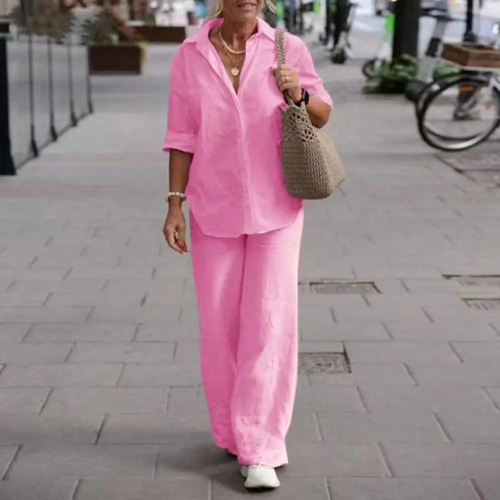 Dam Tvådelad Set Linne Stilren Elegant-6