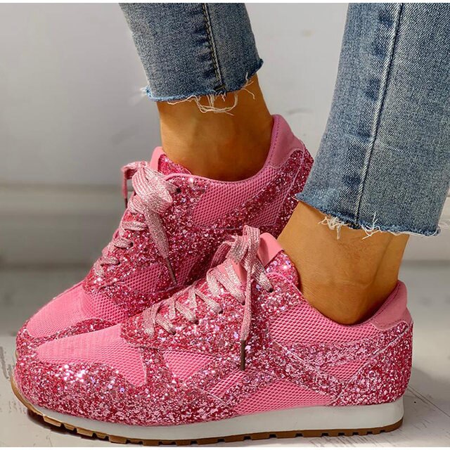 Kvinnors Sneakers Glittrande Textil Syntetiska Detaljer-3