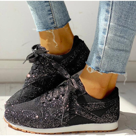 Kvinnors Sneakers Glittrande Textil Syntetiska Detaljer-1