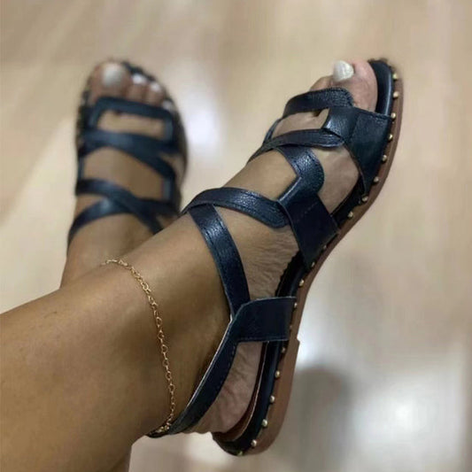 Elegant LĂ€der Sandaler Dam med Vadderad Innersula och Justerbar Rem â Perfekta för Sommardagar 1