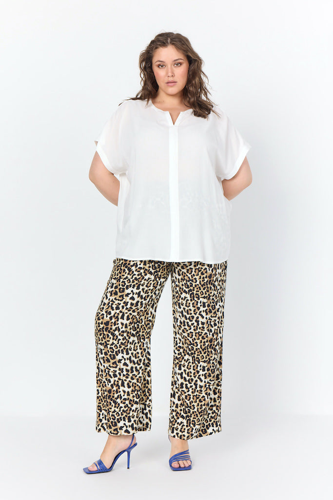 Dam Blus V-hals Lös Passform 100% Viskos-4