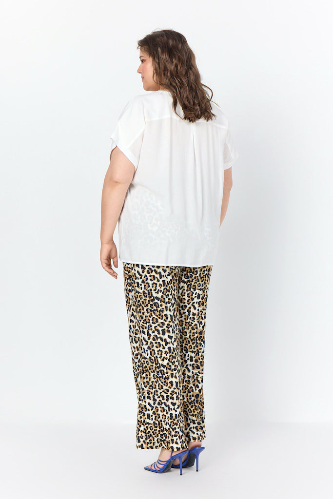 Dam Blus V-hals Lös Passform 100% Viskos-5