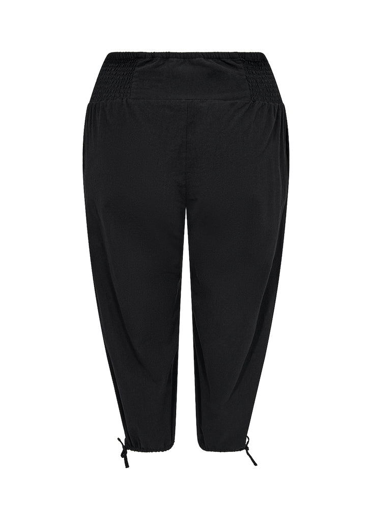 Snygga Byxor Dam Hög Midja 100% Bomull med Smock och Sidofickor-6