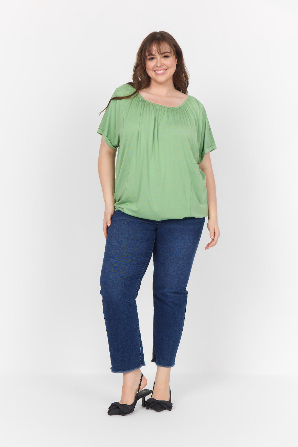 Dam T-shirt Rund Halsringning Mjuk Lyocellblandning Korta Ärmar Loose Fit-4