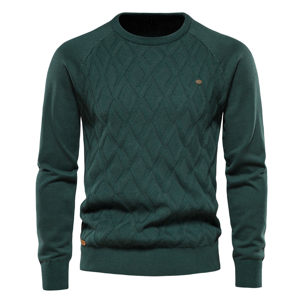 Herr Tröja Crew Neck i Högkvalitativ Bomull och Polyesterblandning – Klassisk Passform för Vardags och Fest 12