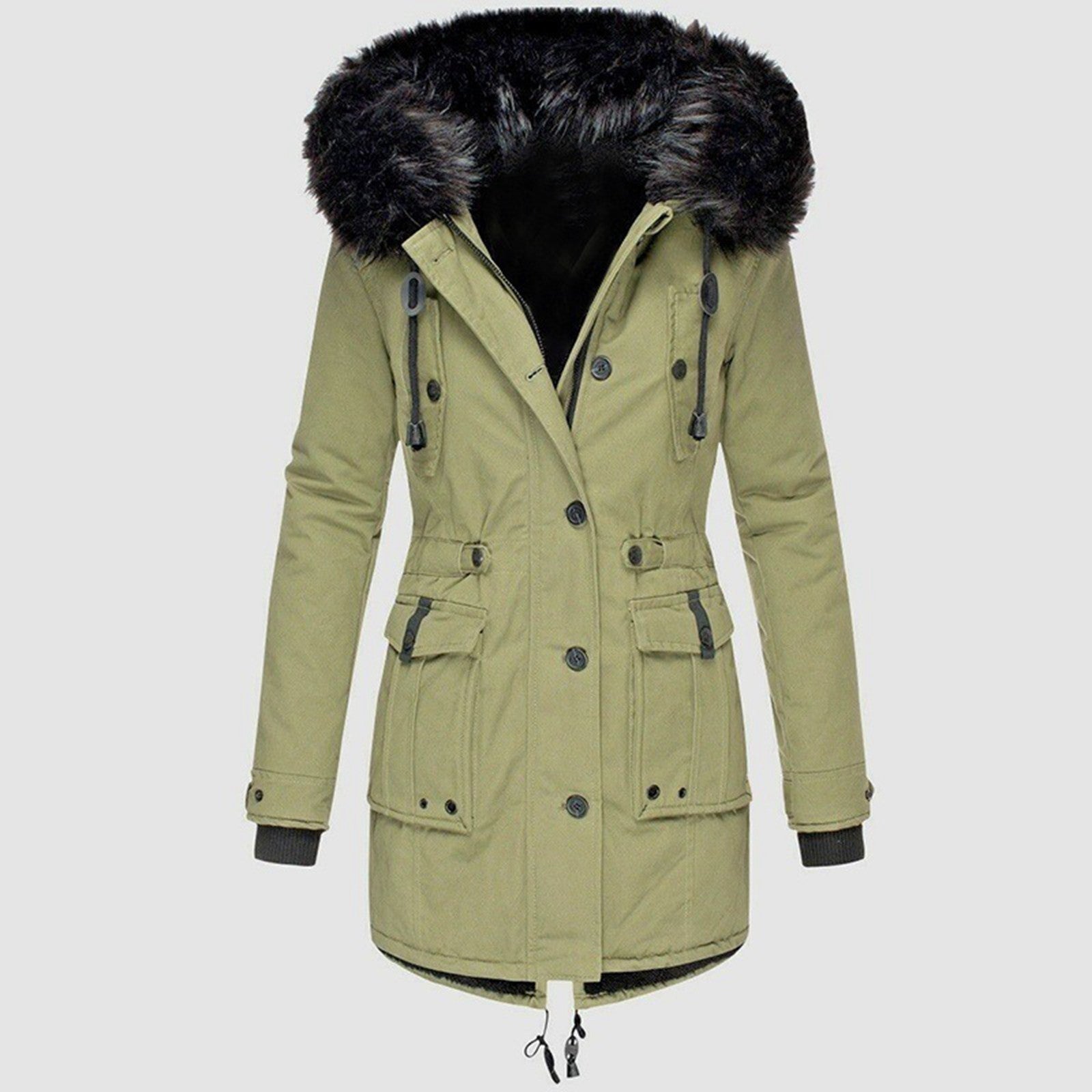 Dam Vinterparkas Elegant Design Varm Polyester-3