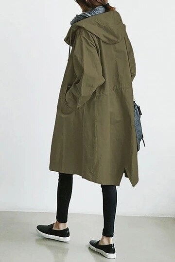 Dam Trench Coat Lång Tidlös Lätt Material-3