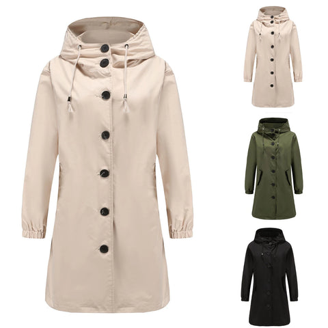 Dam Trench Coat Lång Tidlös Lätt Material-5