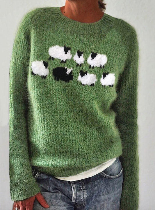 Dam Tröja med Långa Ärmar i Akryl/Bomull med Unikt Tryck – Bekväm och Stilren Sweatshirt 1
