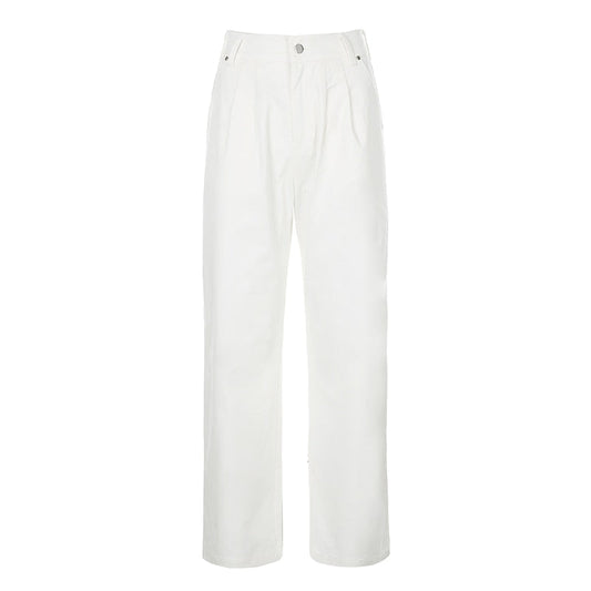 Dam Jeans Hög Midja Rak Snitt Stretch Bomull-1