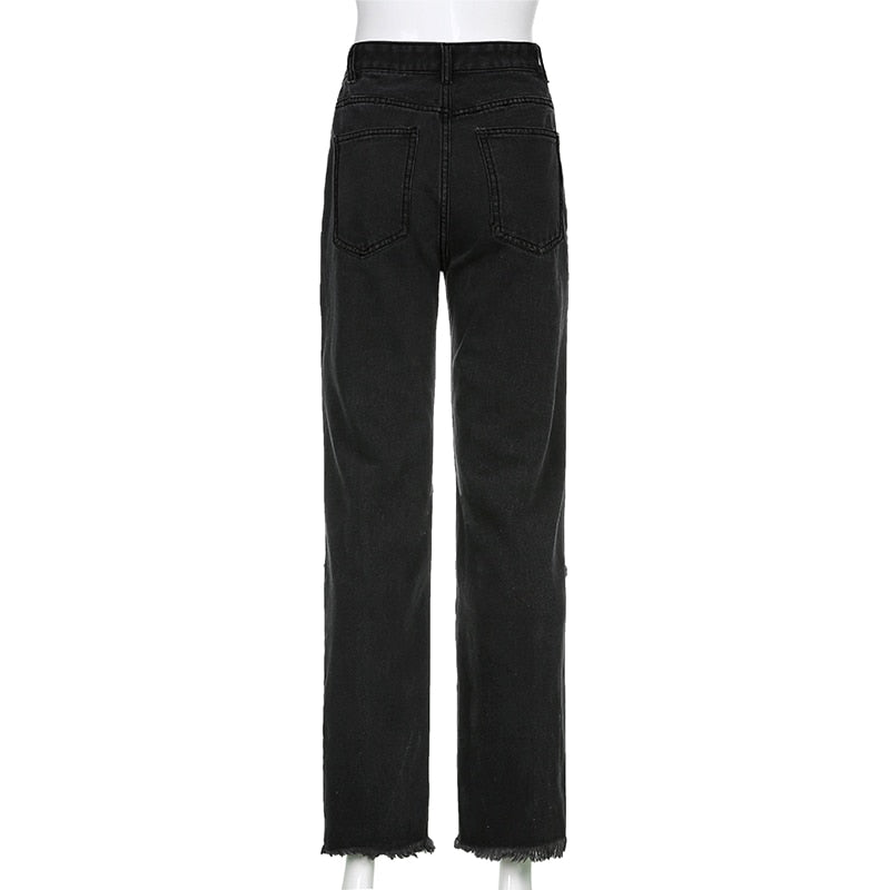 Dam Jeans Hög Midja Ribbad Stretch Bomull Polyester-4