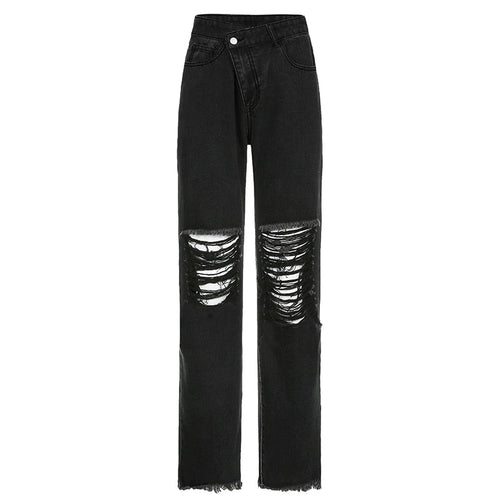 Dam Jeans Hög Midja Ribbad Stretch Bomull Polyester-1