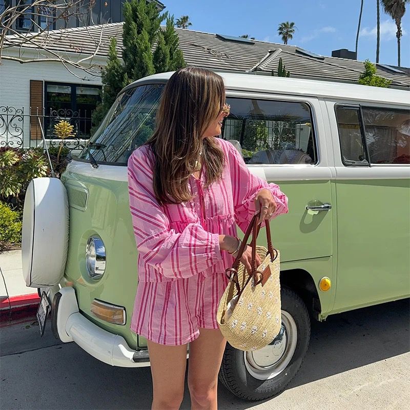 Damshorts Set Elegant Design Högkvalitativt Tyg Normal Passform-3