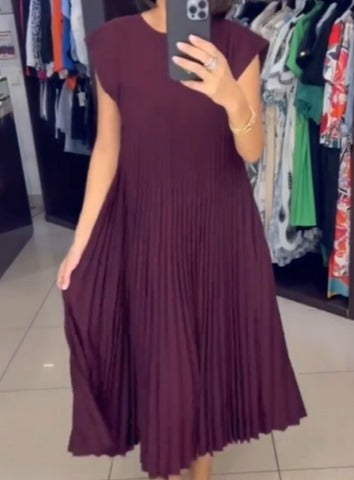 Variant image for Kvinna Veckad Klänning Ärmlös Polyester Elastan-37