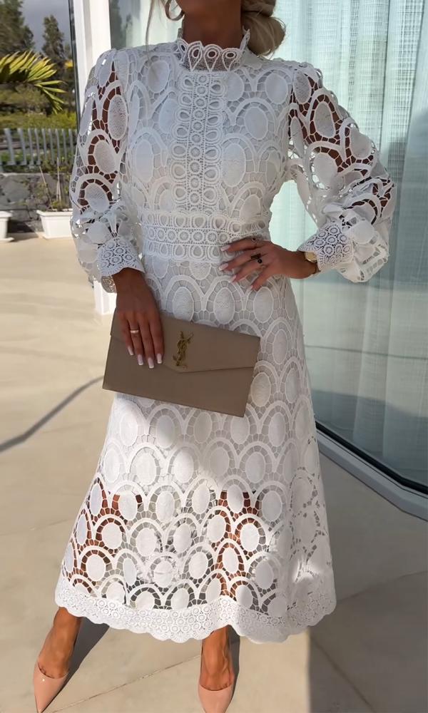 Variant image for Kvinnors Fritidsklänning Spetsdetaljer Bomull-4