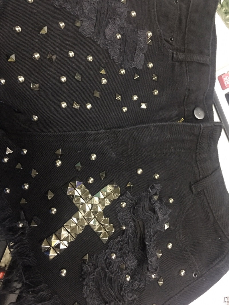 Dam Shorts Patchwork Design Polyester och Bomull med Zipper Detaljer-4