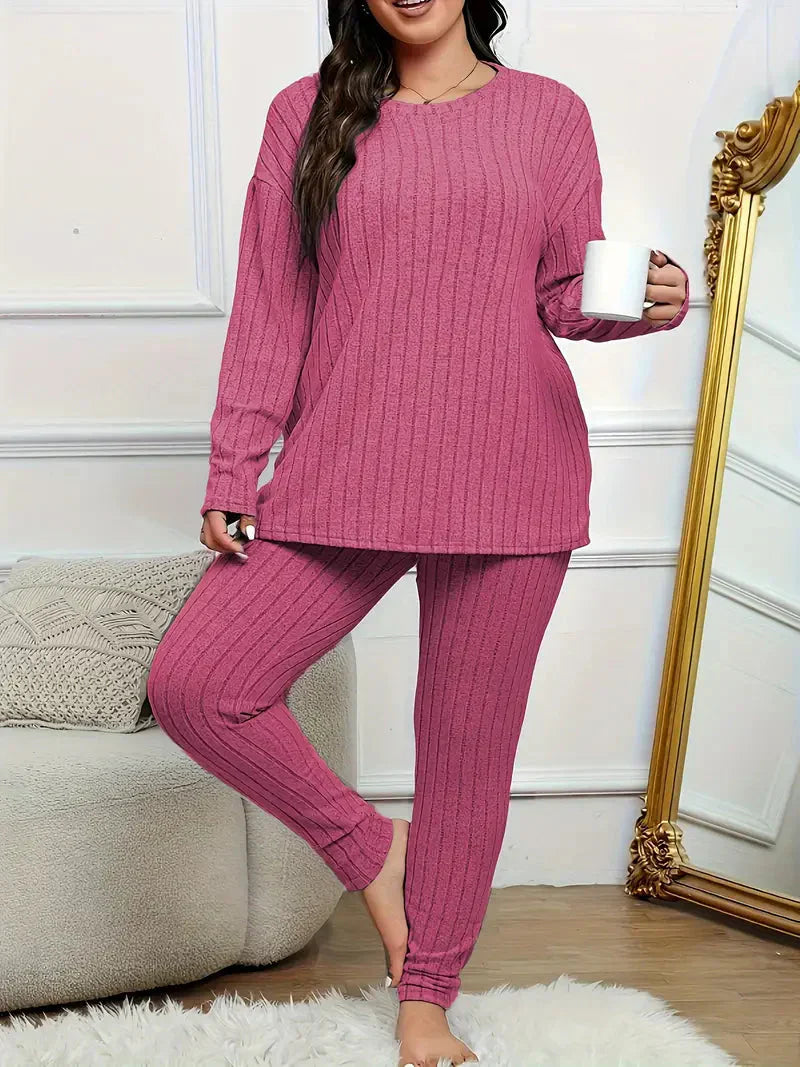 Variant image for Kvinnors Loungewear Set Överdimensionerad Ribbad Polyester-16