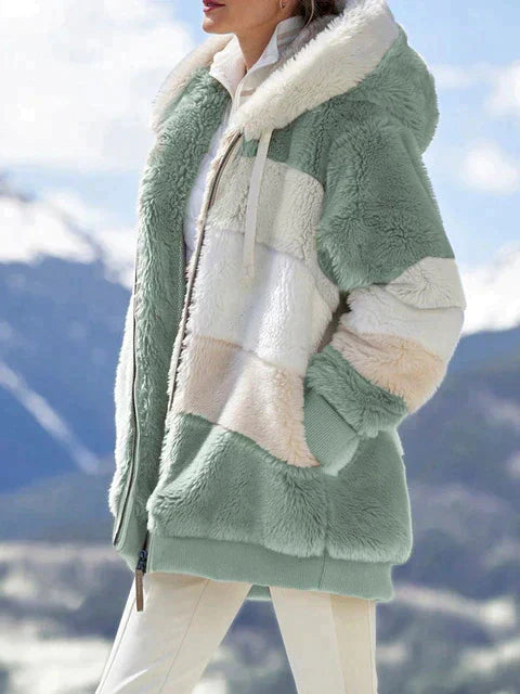 Variant image for Dam Vinterjacka Huvjacka Mjuk Plysch Med Färgglada Mönster-17