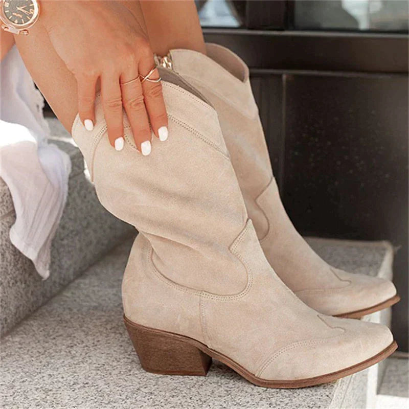 Dam Vinterstövel Elegant Syntet Med Blixtlås och Icke-Slipssula 1