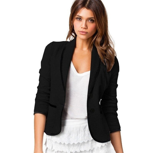 Dam Blazer Avslappnad Stil Bomull Polyester-1