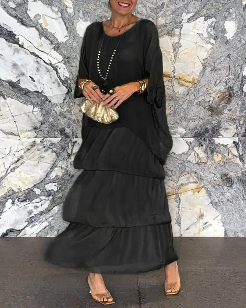 Dam Maxiklänning A-Linjeformad 100% Polyester Chiffon Långa Klänningar-5