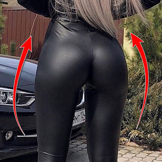 Damleggings Hög Midja Stretch LÀder Ergonomisk Design-1