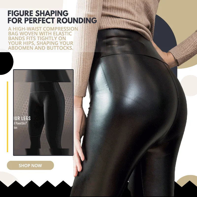 Damleggings Hög Midja Stretch Läder Ergonomisk Design-3
