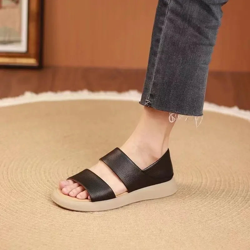 Dam Sandaler Läder Bekväma Tidlösa Skor-5