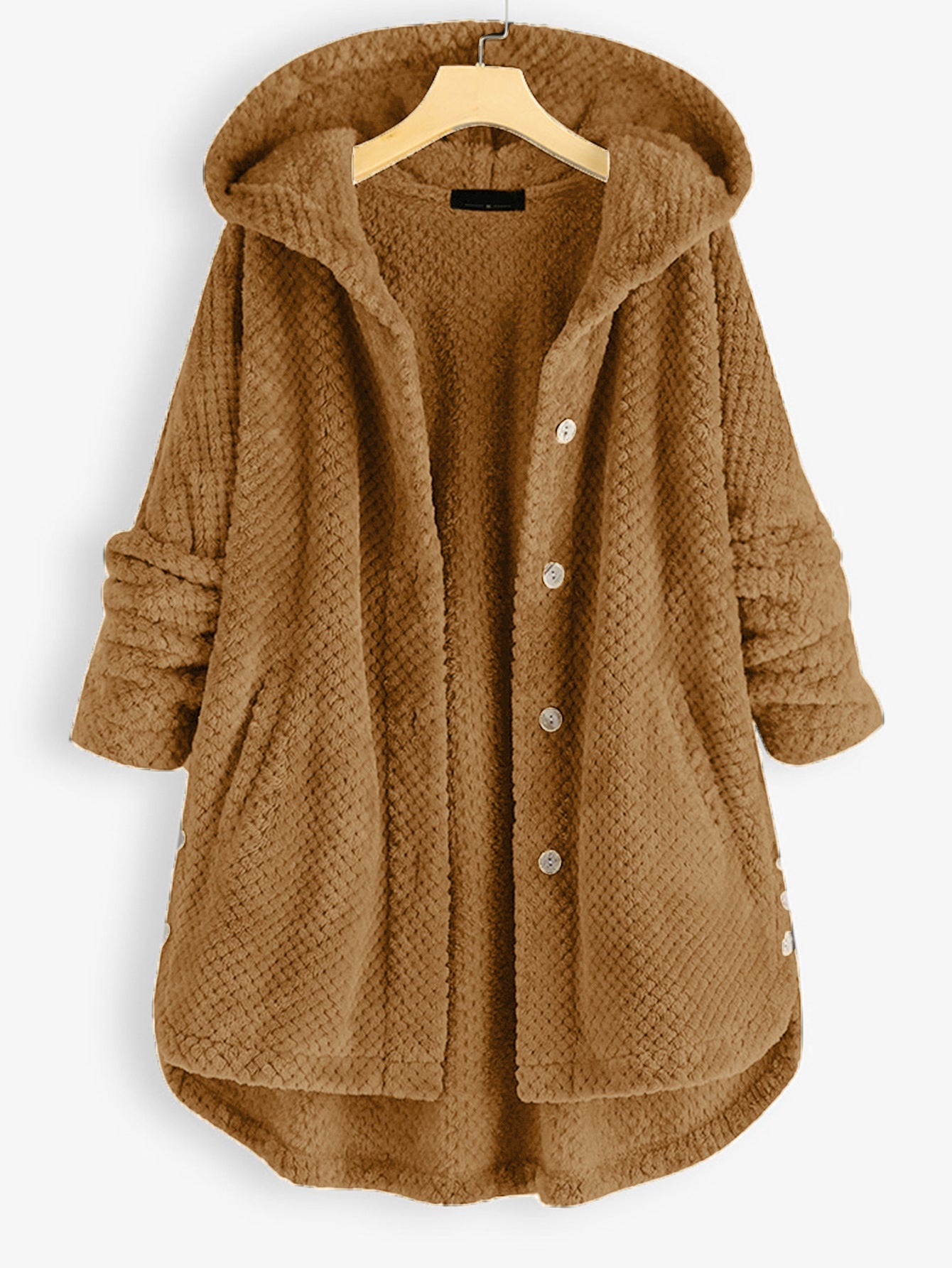 Kvinnors Hoodie Cardigan Fluffy Material Med Huva 2