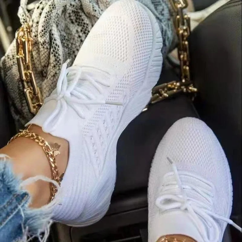 Dam Sneakers Spets-up Mesh Plattform Syntetisk 5