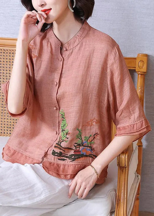 Kvinnors Blus Elegant Bomull LĂ€tt-1