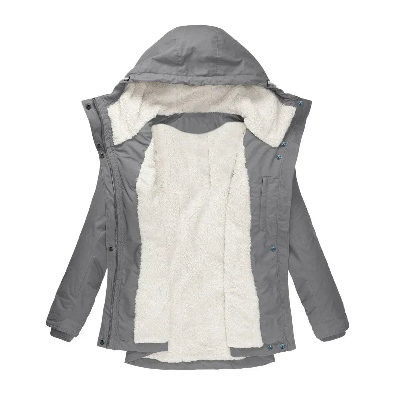 Vinterjacka Dam Quiltad med Huva Polyester-5