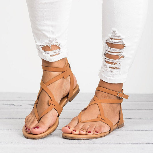Dam Sandaler Gladiator Stil Korsade Remmar PU-1