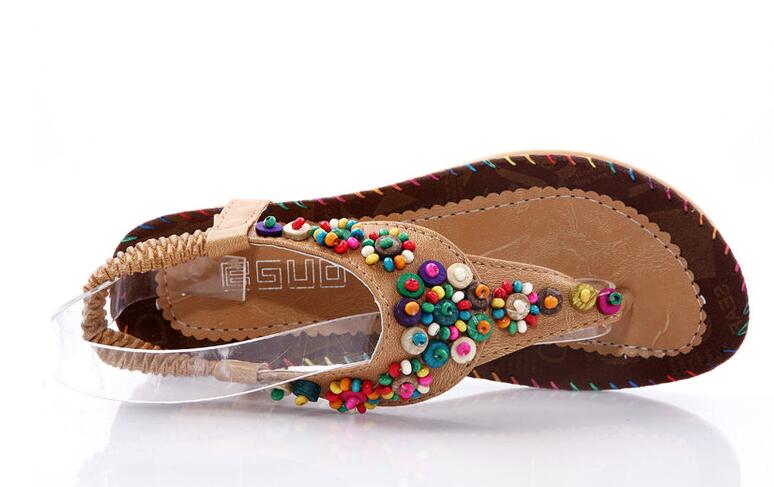 Dam Gladiatorsandaler Färgglada Blommor PU-Läder-4