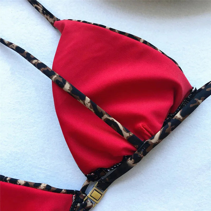 Dam Bikiniset Djurtryck Snabbtorkande Material-4