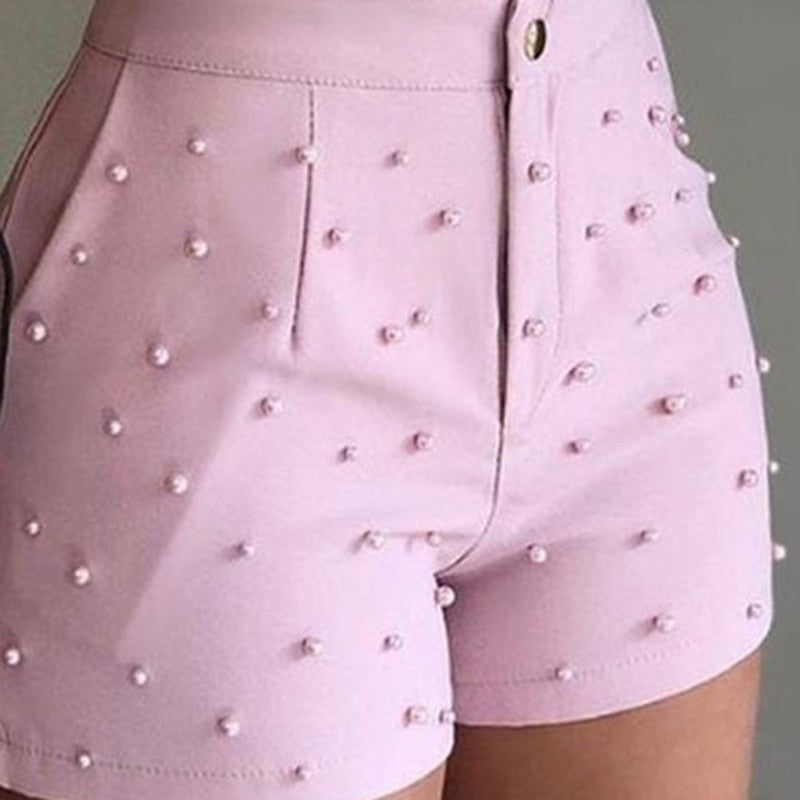 Flicka Shorts Tight Polyester-Bomullsblandning med Pärldekoration-2