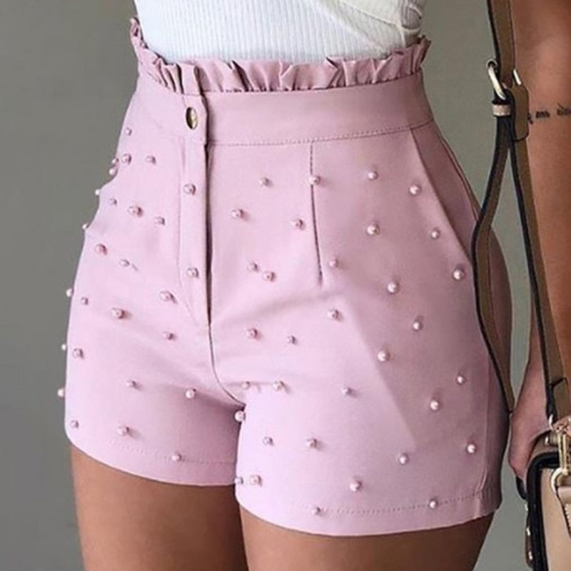 Flicka Shorts Tight Polyester-Bomullsblandning med Pärldekoration-4