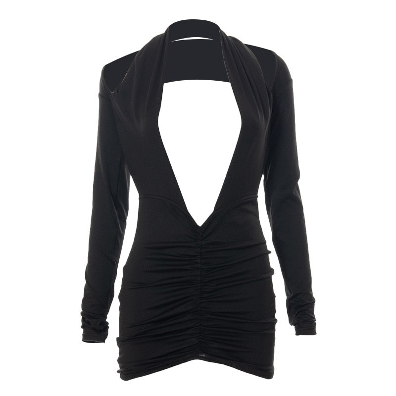 Kvinnors Miniklänning Öppen Rygg Mjuk Lanon-4