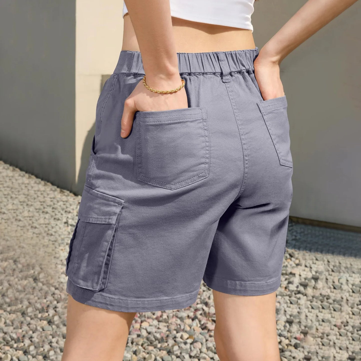 Kvinnors Lastshorts Vintage Stil Elastisk Midja Hållbart Tyg 4