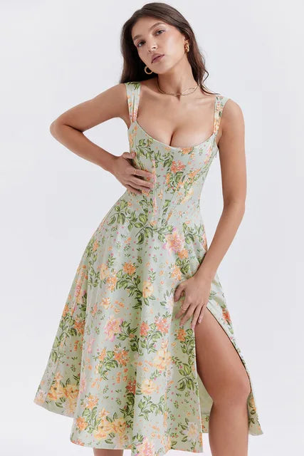 Variant image for Dam Blomsterklänning Korsettmodell Mjuk Tyg-1