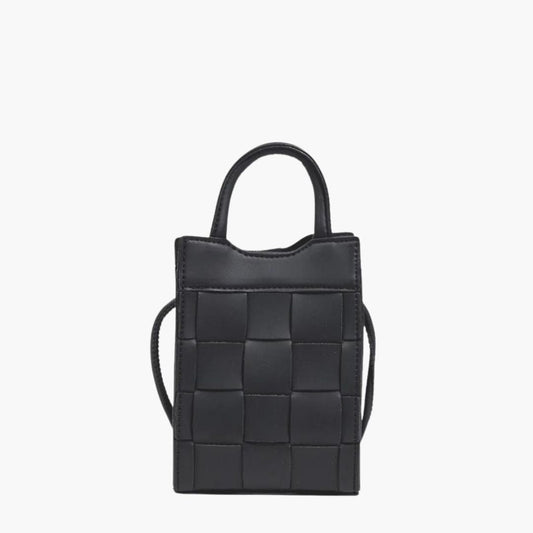 Dam Handväska Vävd Vegansk Läder Elegant Liten-1