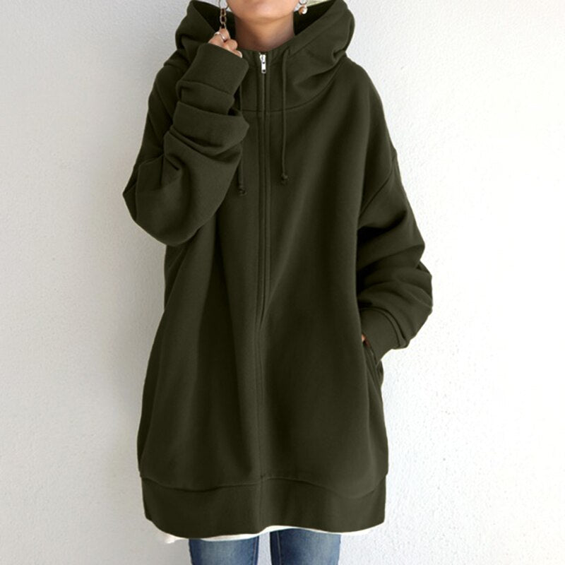 Variant image for Lång Hoodie Dam Överdimensionerad Mjuk Isolerande Material-25