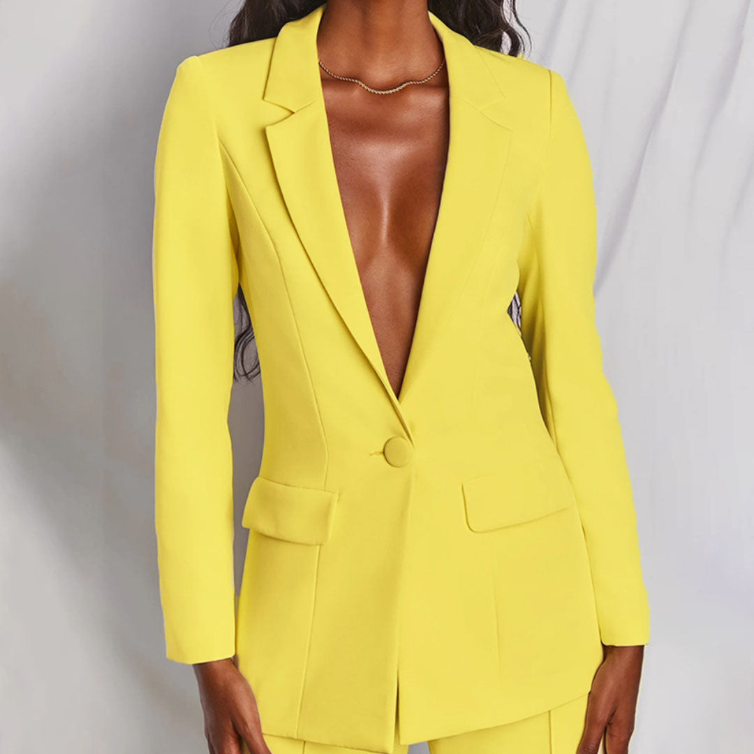 Dam Blazer och Byxensemble Elegant Högkvalitativa Material-2