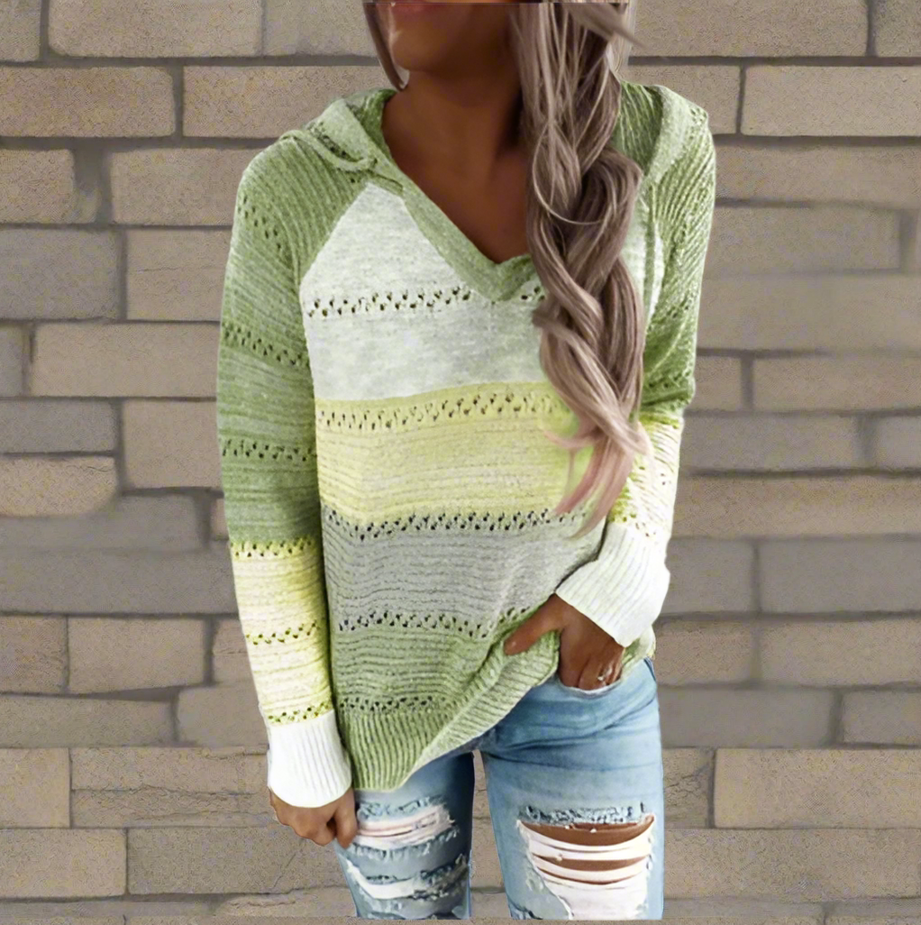 Variant image for Stickad Dam Tröja Randdesign i Kashmir för Höst och Vinter-41