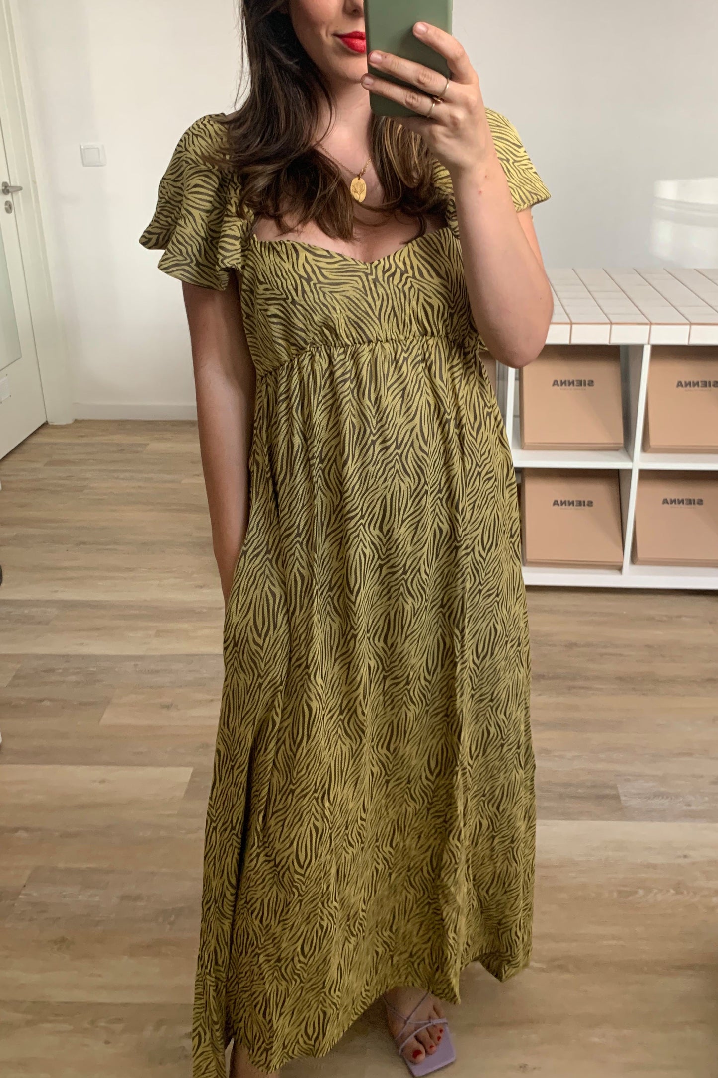 Fina Dam Klänningar Korta Ärmar Empire Skärning Polyester-3