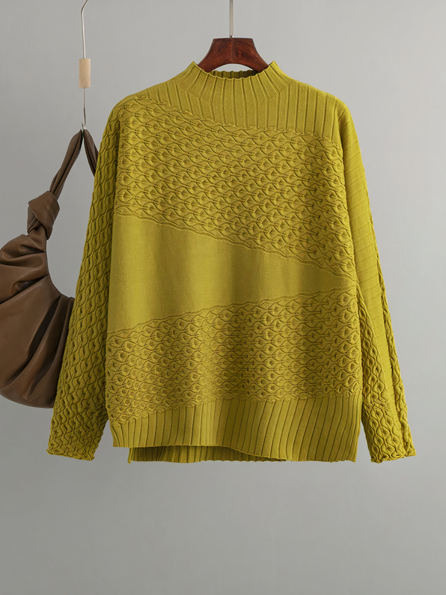 Dam Stickad Tröja Vintage Stil Mjuk Ull 4