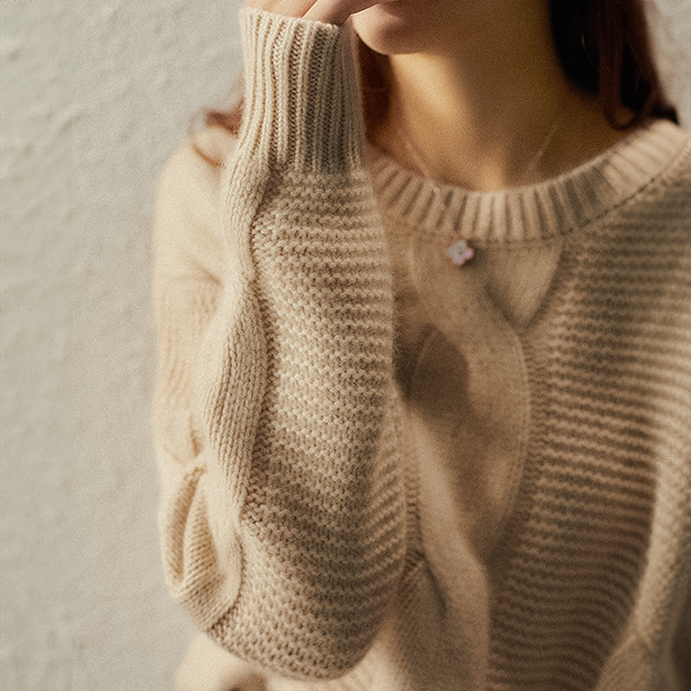 Kvinnors Kabelstickad Pullover i Kashmir 3